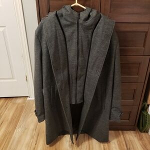 Hetcher Charcoal Hooded Trench Coat for Men